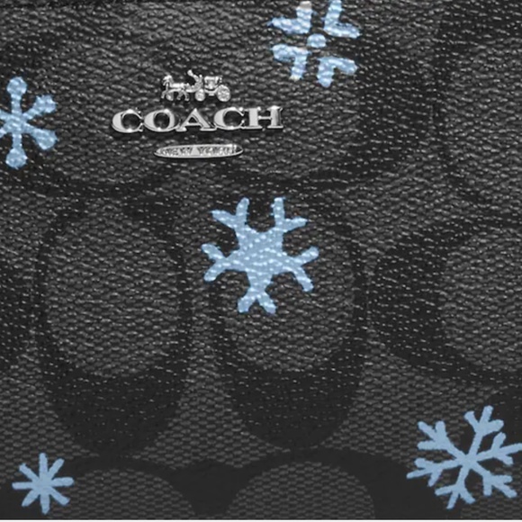 Coach Slim Wallet In Signature Canvas With Snowflake Print - Picture 4 of 4
